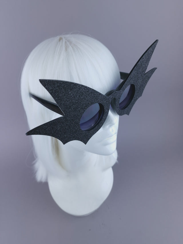 "Nerezza" Oversized Black Glitter Sunglasses