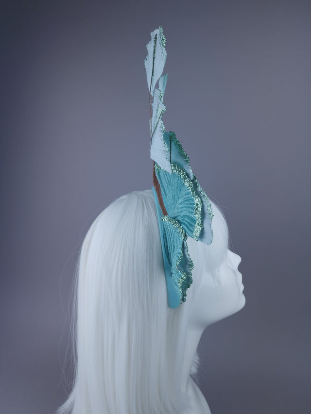 "Kaito" Pastel Blue Ginkgo Leaf Headdress