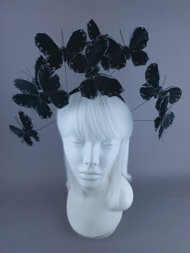 "Flit" Black Butterfly Headdress