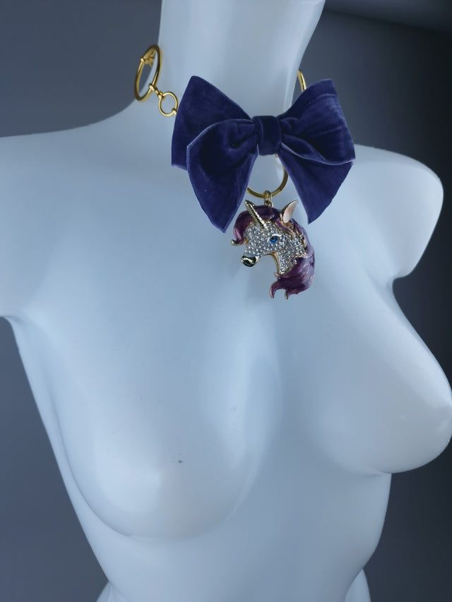 Gold Ring, Purple Bow & Unicorn Necklace Jewellery