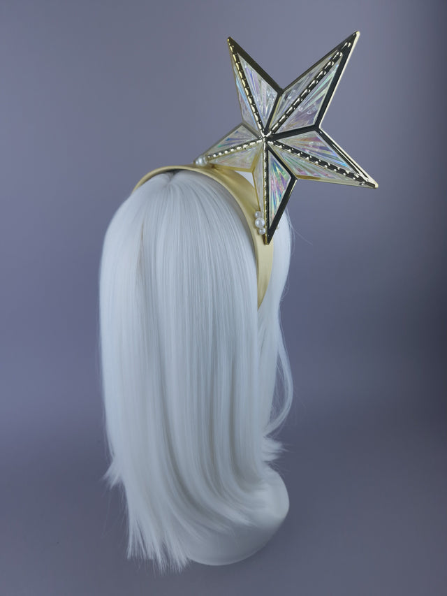 "A Star is Born" Iridescent Gold Star & Pearl Headpiece
