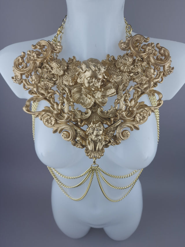 "Celestina" Gold Cherub & Filigree Harness Body Jewellery.