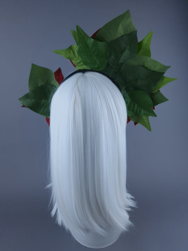 Red Poinsettia Xmas Headdress