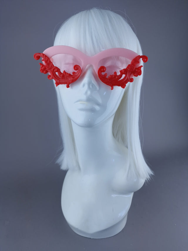 SAMPLE! Pink & Red Cateye Sunglasses