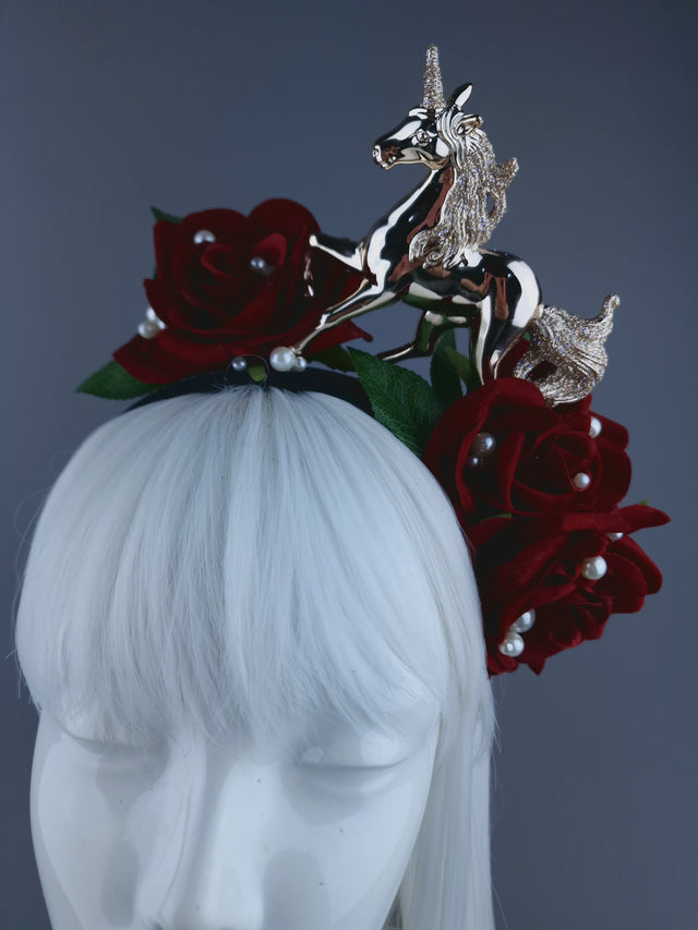 Unicorn, Pearls & Roses Xmas Headdress