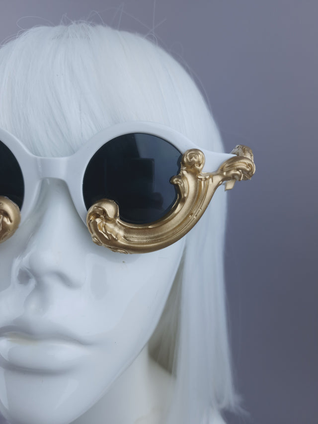 SPECIAL OFFER: White Gold Filigree Round Sunglasses