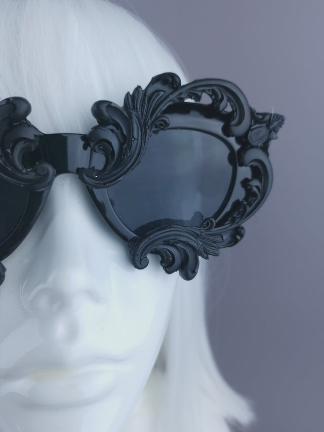 "Cyanide" Black Filigree Cateye Sunglasses