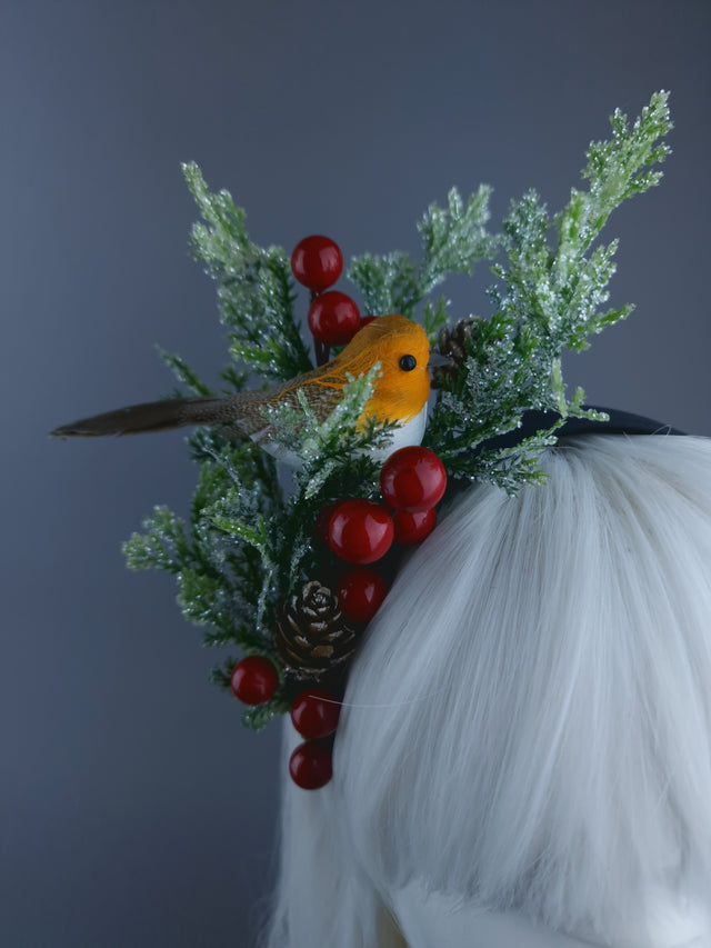 Robin Bird & Berries Xmas Headband