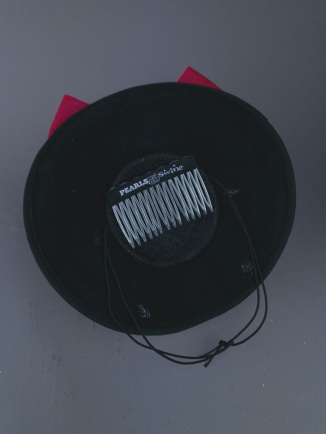 Pearls & Swine: Hat Quirky Black Dollface & Bow