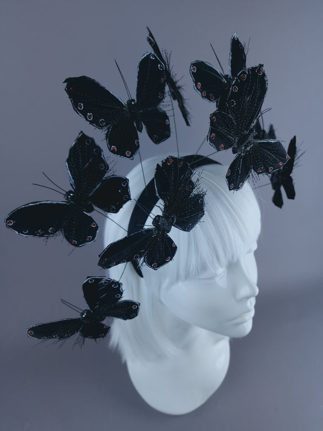 "Flit" Black Butterfly Headdress