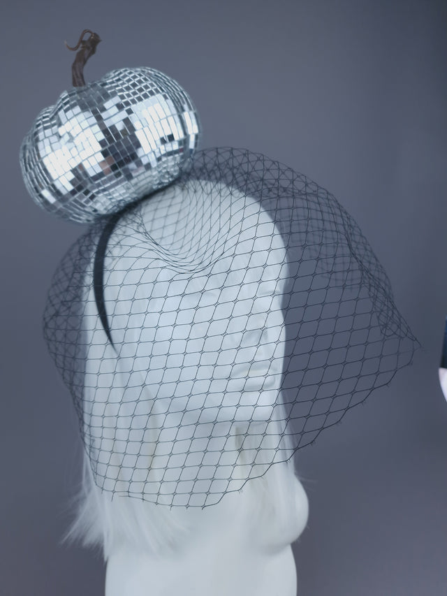 Pearls & Swine: Mirror Ball Pumpkin Veil Headdress "Last Dance"