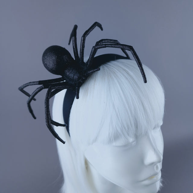 "Charlotte" Black Glitter Spider Headpiece