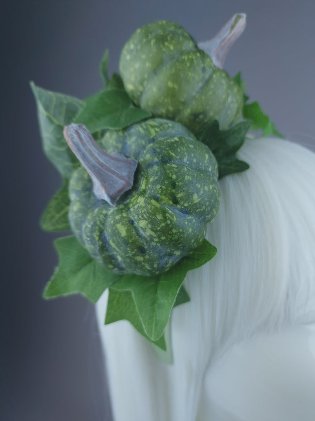 Pearls & Swine: Autumnal Headdress with Ladybird & Green Pumpkin "Snug"