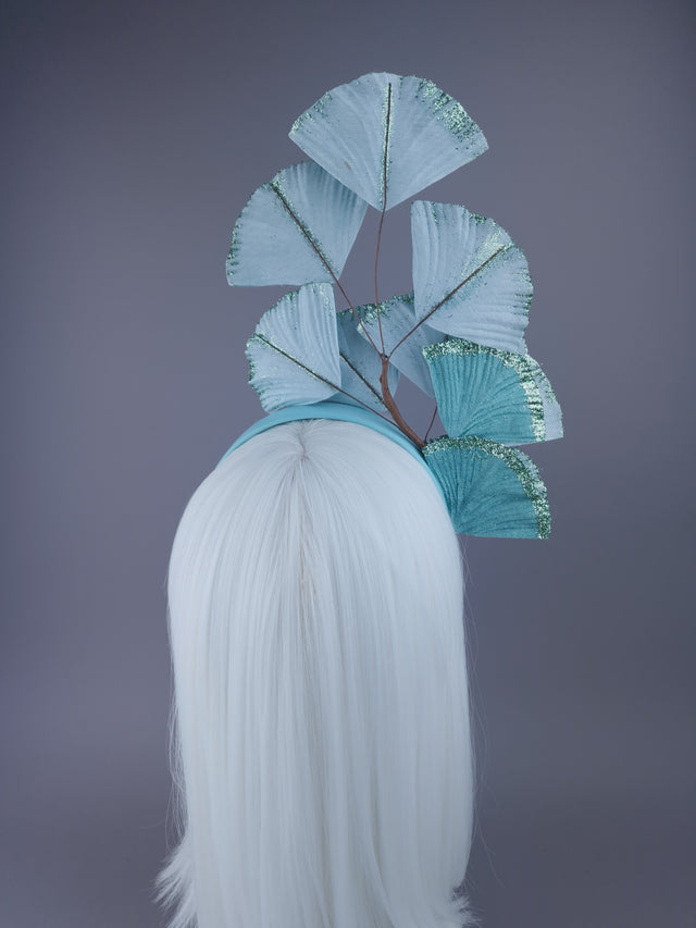 "Kaito" Pastel Blue Ginkgo Leaf Headdress