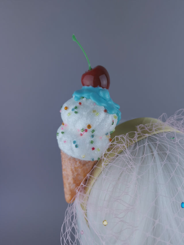 "Vanilla" Glittery Ice cream Veil headpiece
