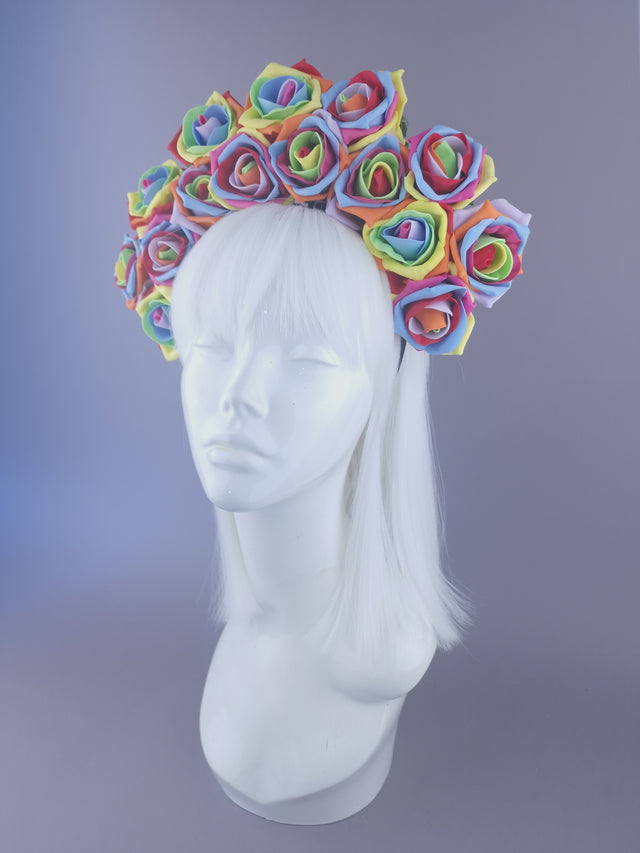 Rainbow Roses Headdress - SAMPLE