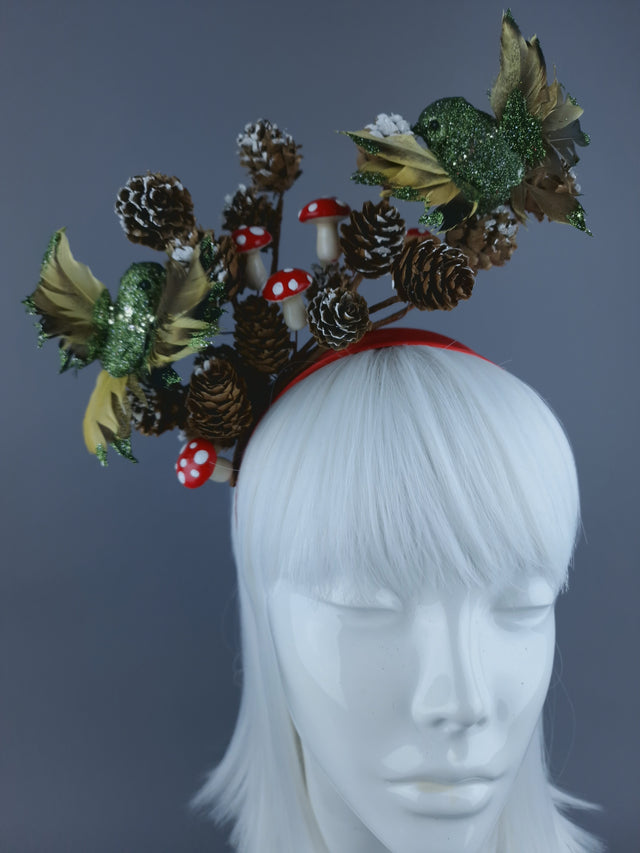 Pine Cones, Mushroom & Birds Xmas Headdress