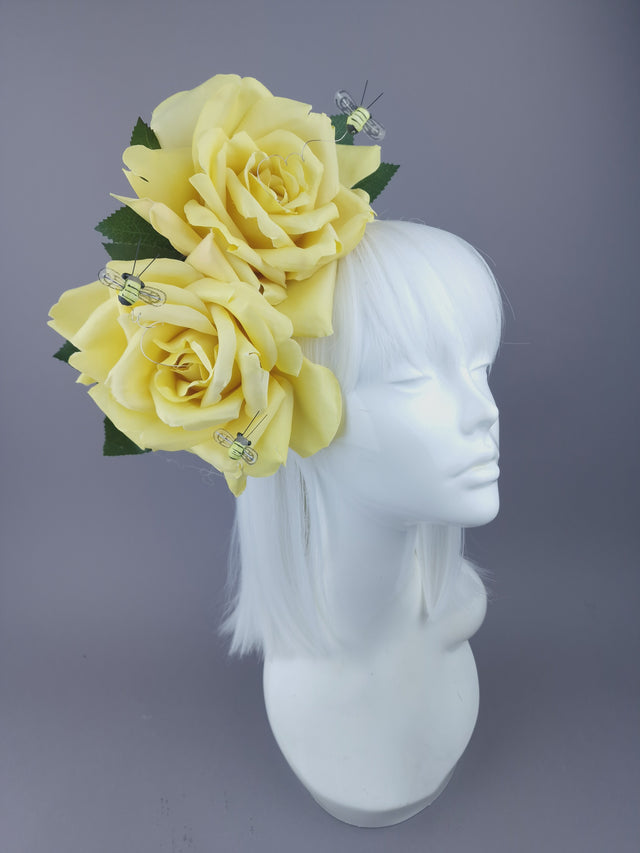 Yellow Rose & Bees Headpiece