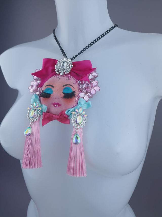 Pink Dollface Necklace Brooch Jewellery
