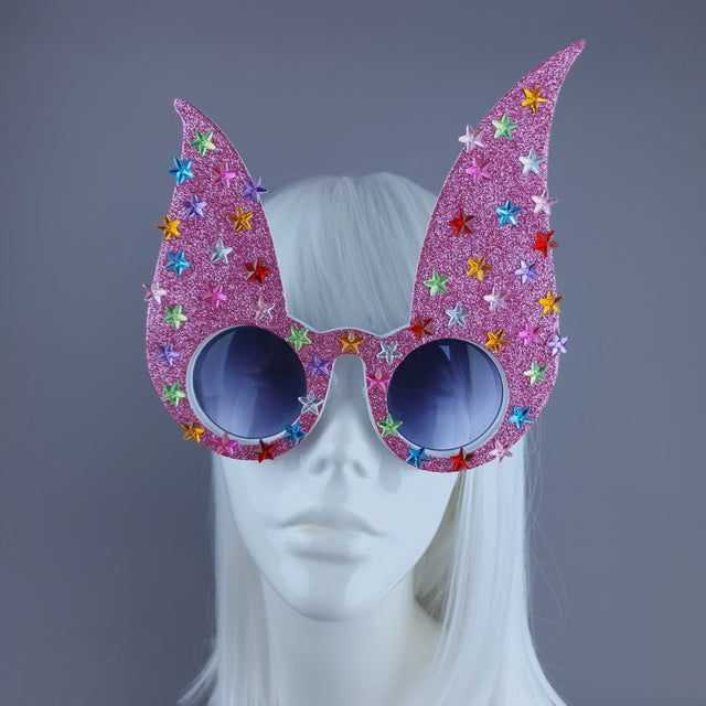 "Luppolo" Pink Glitter Bunny Rabbit Ear Sunglasses