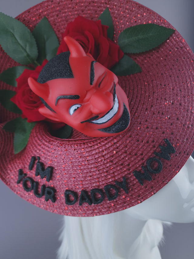 "I'm Your Daddy Now" Roses & Devil Quote Hat