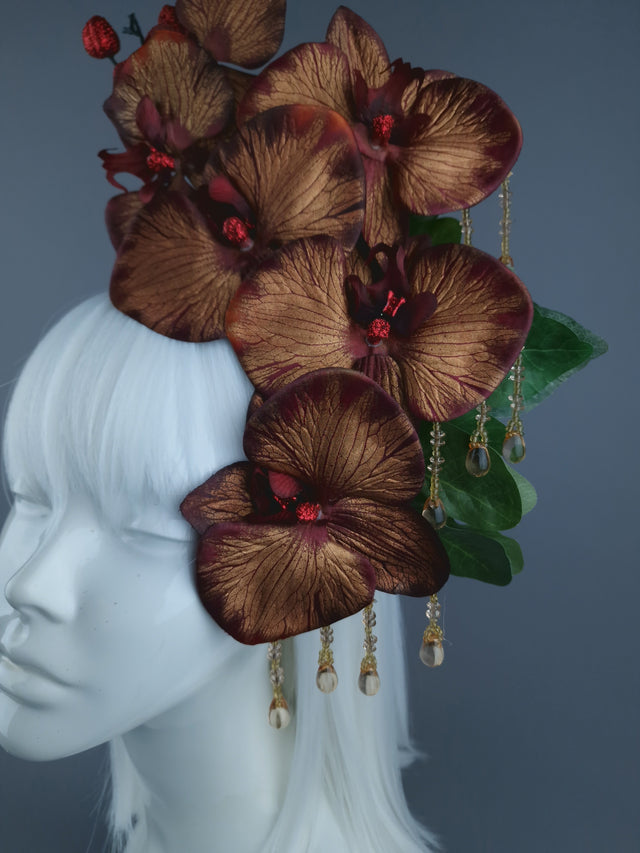 Gold & Red Orchid Xmas Headdress