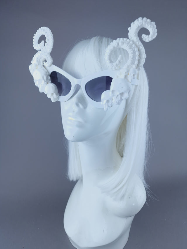 "Incantation" White Skulls Kraken Tentacles Sunglasses