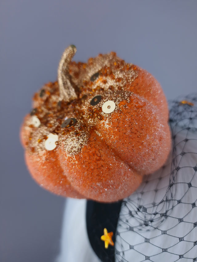 "All Hallows" Orange Pumpkin & Star Veil Headdress