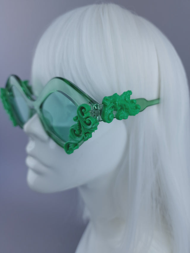 Pearls & Swine: Green Filigree Sunglasses - LIMITED EDITION