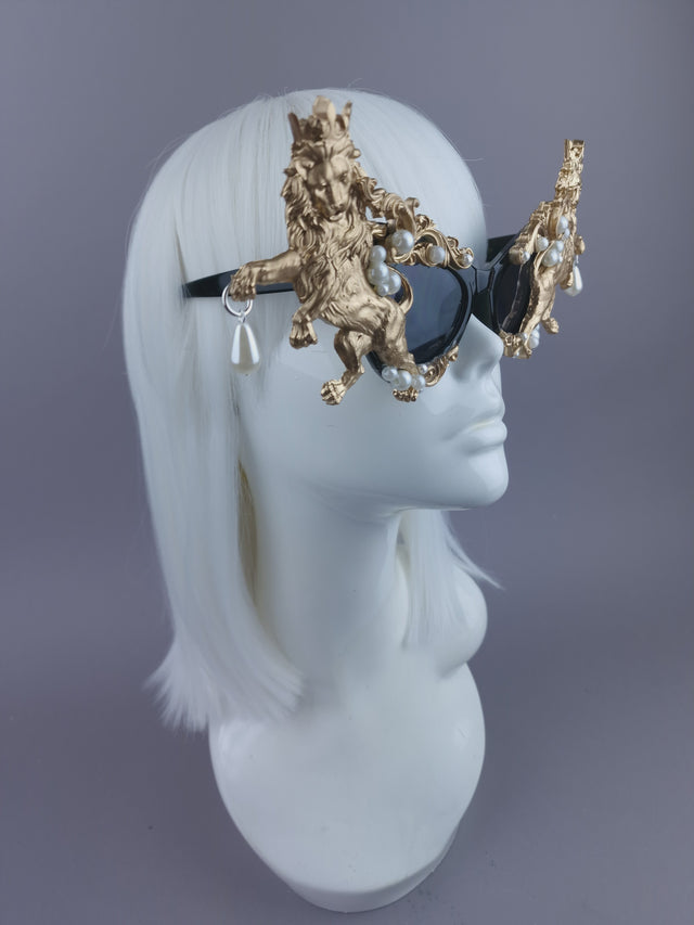 Pearls & Swine: Gold Lion Filigree & Pearl Sunglasses "Roar"