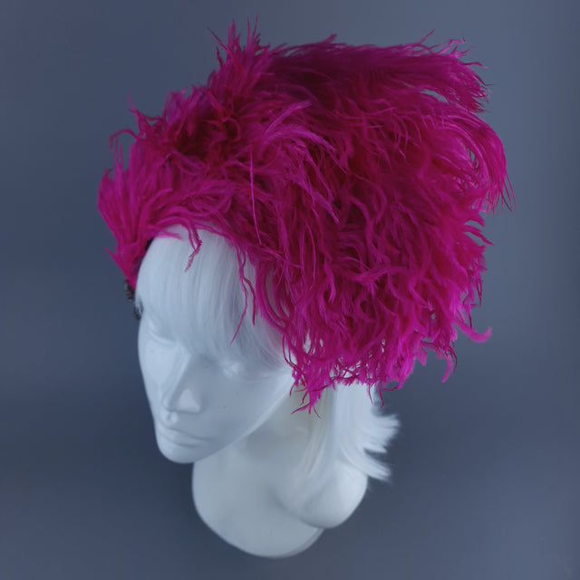 "Nomi" Pink Feather Headdress with Jewel