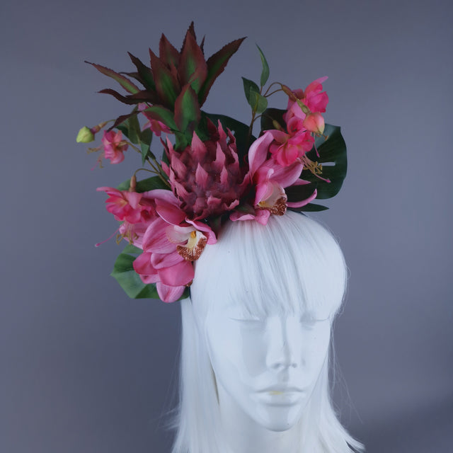 "Jambon"Pink Pineapple & Orchid Headdress