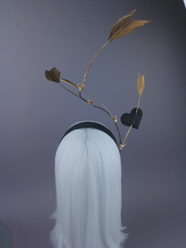 Pearls & Swine: Gold Arrows & Heart Headpiece "Pierced"