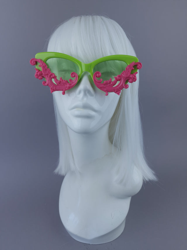 Pearls & Swine: Pink & Green Sunglasses - LIMITED EDITION