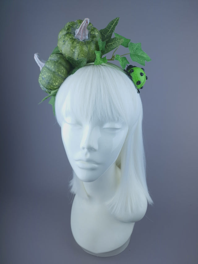Pearls & Swine: Autumnal Headdress with Ladybird & Green Pumpkin "Snug"