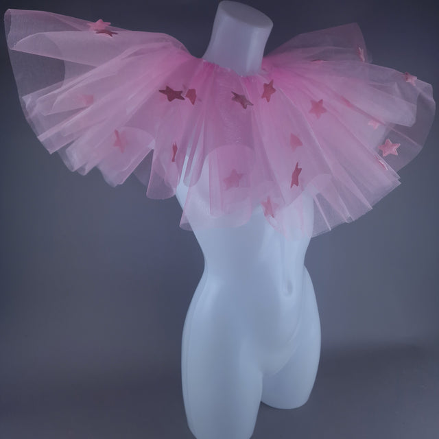 "Bobo" Pink Star Neck Ruffle, Clown Collar