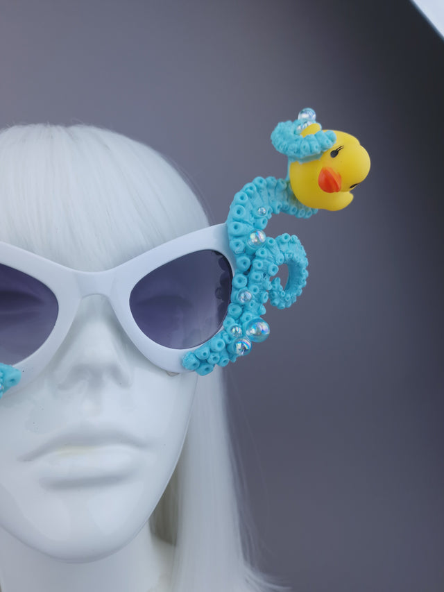 Pearls & Swine: Pastel Blue Tentacle & Duck Sunglasses "Bubble Bath"