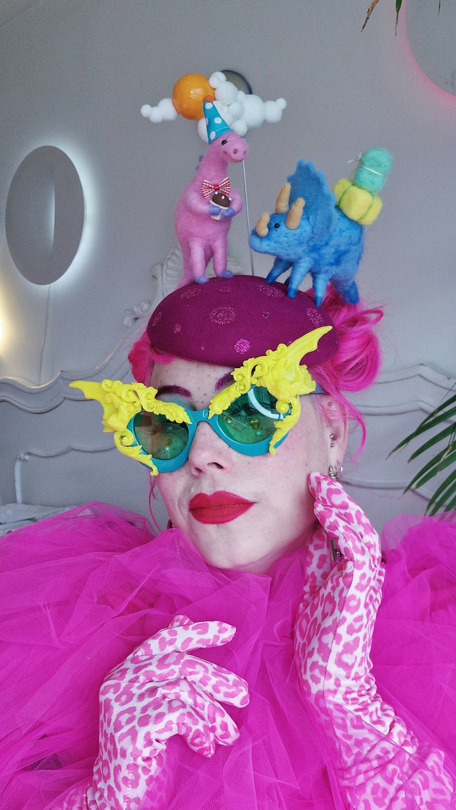 Pearls & Swine: Statement Dinosaur Party Fascinator Hat "Deeno"