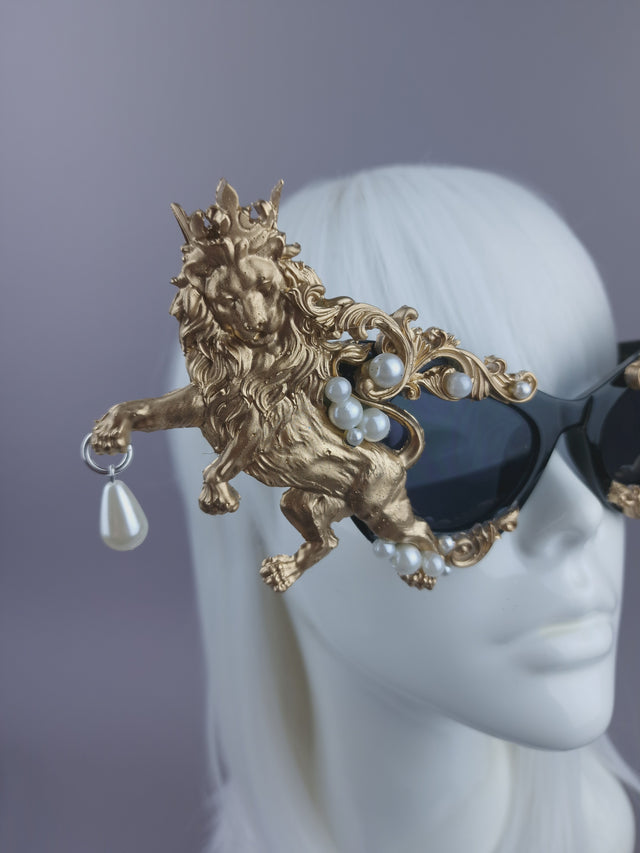 Pearls & Swine: Gold Lion Filigree & Pearl Sunglasses "Roar"
