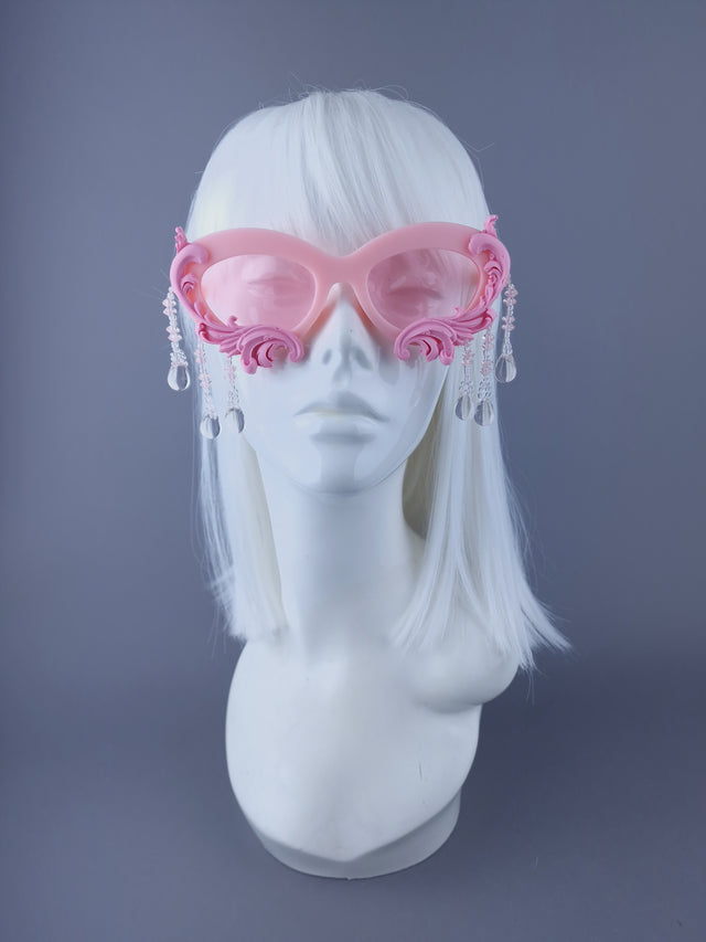 "Fianna" Pink Filigree  Beading Sunglasses