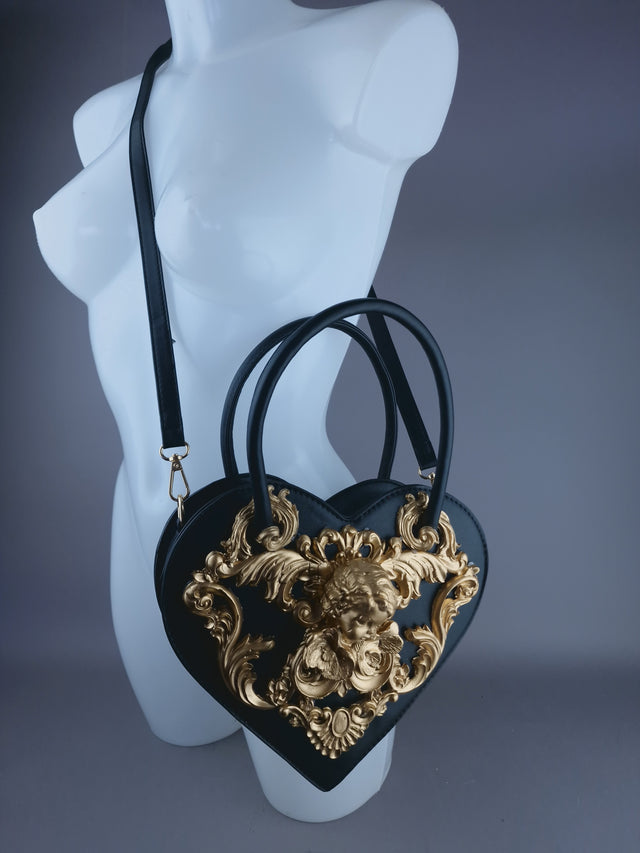 "Raphael" Gold Filigree Heart Shaped Handbag