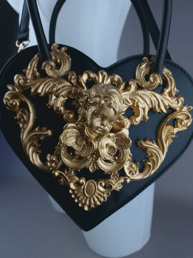 "Raphael" Gold Filigree Heart Shaped Handbag