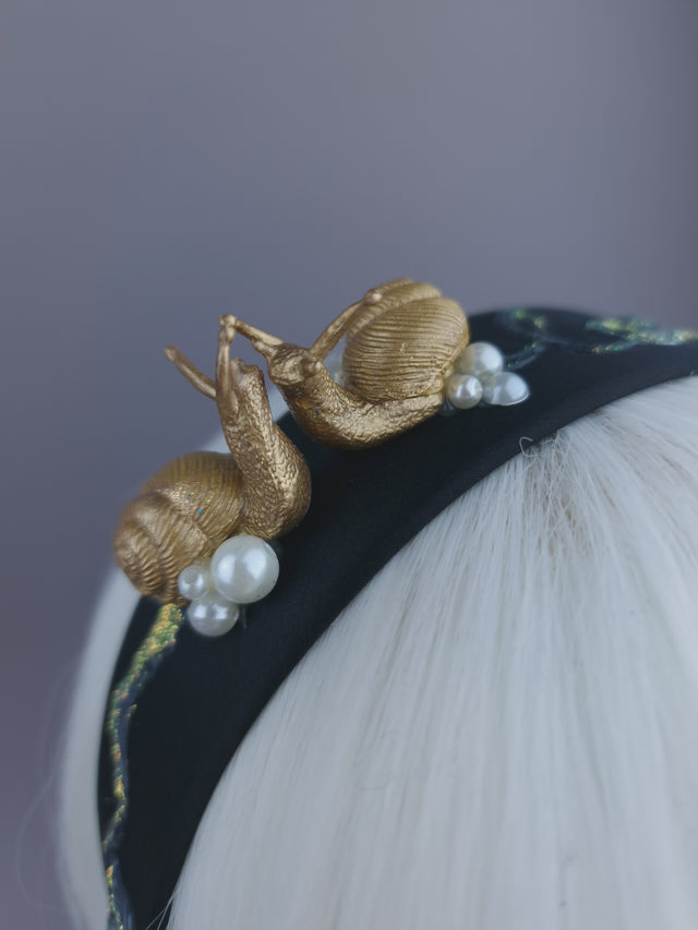 Pearls & Swine: Gold & Pearl Kissing Snails Headpiece "Hello Beautiful"
