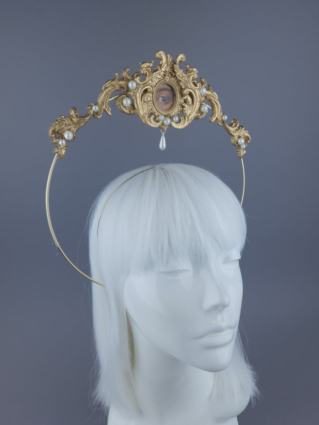 Pearls & Swine: Framed Third Eye Filigree Halo Headdress "Lover's Eye"