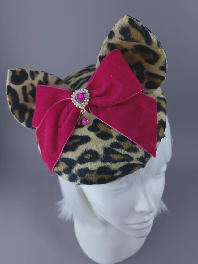 Pearls & Swine: Hat Leopard Print Vintage Inspired Cat Ear