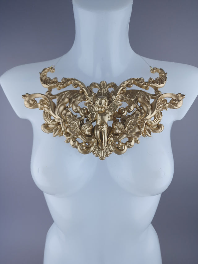 "Soul" Gold Cherub & Filigree Neckpiece