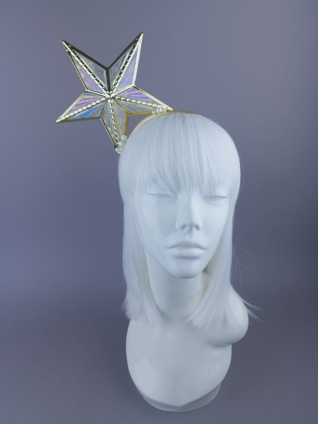 "A Star is Born" Iridescent Gold Star & Pearl Headpiece