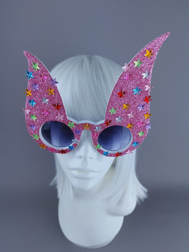 "Luppolo" Pink Glitter Bunny Rabbit Ear Sunglasses