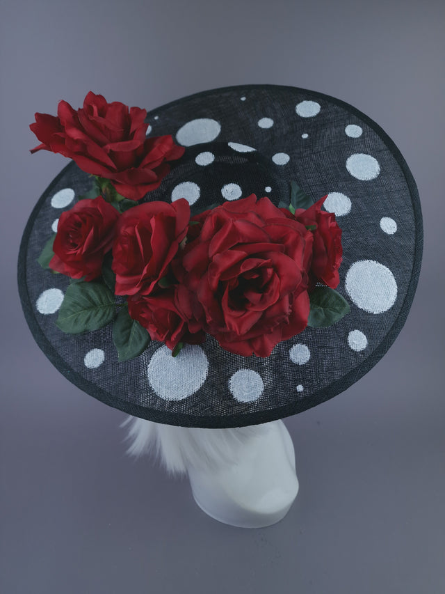 Pearls & Swine: Statement Red Rose Polka Dot Hat