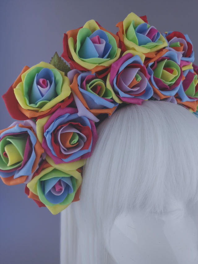 Rainbow Roses Headdress - SAMPLE